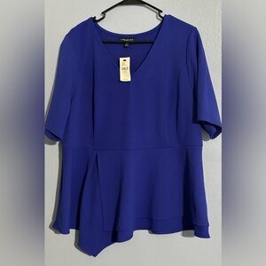 Lane Bryant Royal Blue Asymmetrical Peplum Blouse
